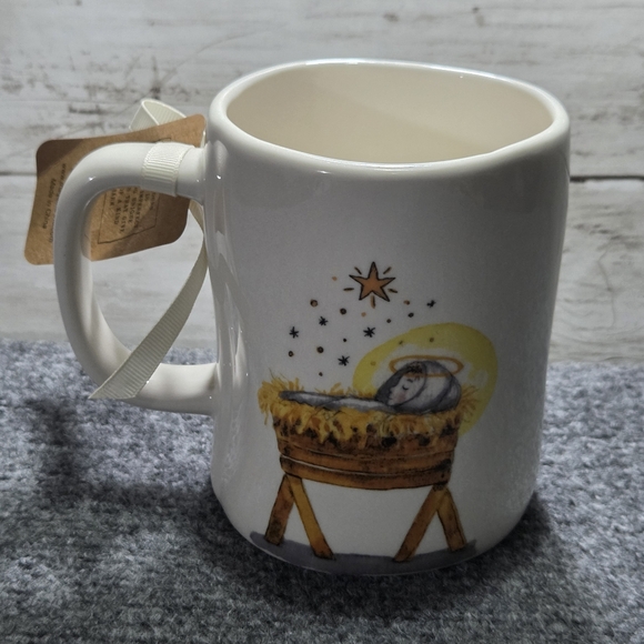 Rae Dunn REJOICE Luke 2:8-14 Christmas Mug Double Sided Nativity - Picture 3 of 6